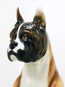 Clearance Pamono Boxer Dog Life-Size Majolica Statue Sculpture in Glazed Ceramic, Italy, 1970s