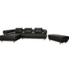 Pamono Brand Face Corner Sofa and Ottoman in Dark Grey Leather from Ewald Schillig, Set of 2> Living Room Sets