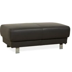 Pamono Brand Face Corner Sofa and Ottoman in Dark Grey Leather from Ewald Schillig, Set of 2><noscript><img width=