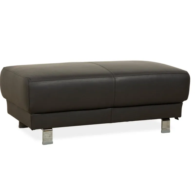 Pamono Brand Face Corner Sofa and Ottoman in Dark Grey Leather from Ewald Schillig, Set of 2> Living Room Sets