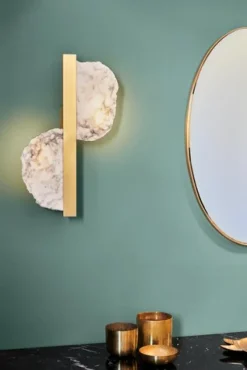 Pamono Brass and Alabaster Eclipse Wall Sconce by Matlight Milano><noscript><img width=