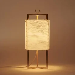 Outlet Pamono Brass and Alabaster Lantern Table Lamp by Matlight Milano