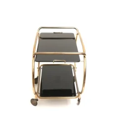 Pamono Brass and Black Glass Bar Cart by Grünstadt, 1970s><noscript><img width=