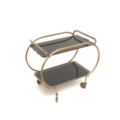 Pamono Brass and Black Glass Bar Cart by Grünstadt, 1970s><noscript><img width=