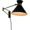 Best Pamono Brass and Black Wall Lamp by Rene Mathieu for Maison Lunel, 1960s