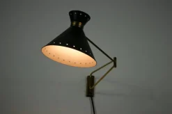 Best Pamono Brass and Black Wall Lamp by Rene Mathieu for Maison Lunel, 1960s
