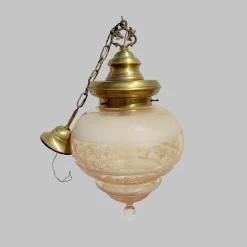 Pamono Brass and Blown Glass Chandelier, 1980s> Vases