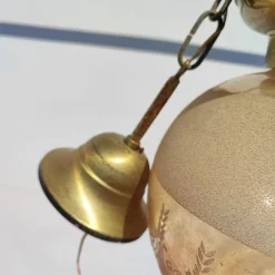 Pamono Brass and Blown Glass Chandelier, 1980s><noscript><img width=