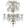Pamono Brass and Crystal Candle Chandelier, 19th Century> Candleholders