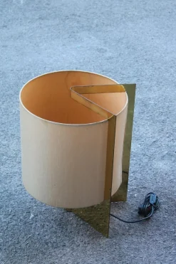 Online Pamono Brass and Fabric Table Lamp by Giuliana Gramigna, 1970s