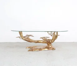 Pamono Brass and Glass Bonsai Coffee Table attributed to Willy Daro, 1970s
