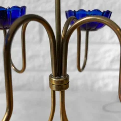 Pamono Brass and Glass Candelabra by Gunnar Ander for Ystad-Metall, Sweden, 1960s><noscript><img width=