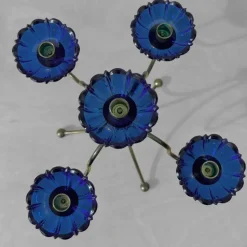 Pamono Brass and Glass Candelabra by Gunnar Ander for Ystad-Metall, Sweden, 1960s><noscript><img width=
