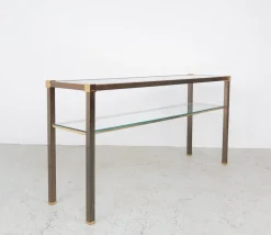 Pamono Brass and Glass Console Table, 1970s> Console Tables
