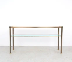 Pamono Brass and Glass Console Table, 1970s><noscript><img width=