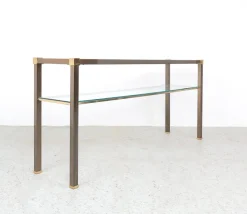Pamono Brass and Glass Console Table, 1970s><noscript><img width=