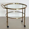 Pamono Brass and Glass Serving Cart from Vereinigte Werkstätten Collection, 1960s> Serving Bar Carts & Trolleys