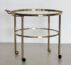 Pamono Brass and Glass Serving Cart from Vereinigte Werkstätten Collection, 1960s><noscript><img width=