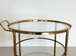 Pamono Brass and Glass Serving Cart from Vereinigte Werkstätten Collection, 1960s><noscript><img width=