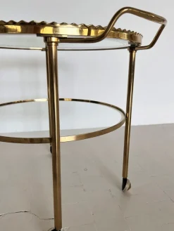 Pamono Brass and Glass Serving Cart from Vereinigte Werkstätten Collection, 1960s><noscript><img width=