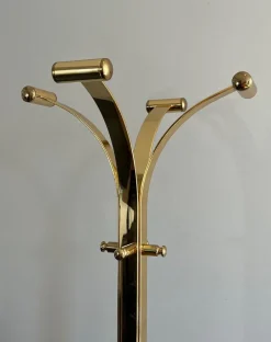 Pamono Brass and Marble Coat Rack, 1970s><noscript><img width=