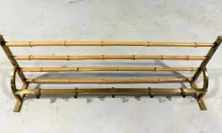 Outlet Pamono Brass and Rattan Coat Rack, 1950s