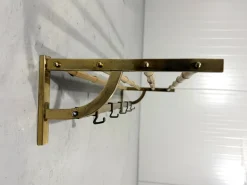 Outlet Pamono Brass and Rattan Coat Rack, 1950s
