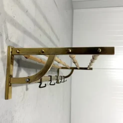 Outlet Pamono Brass and Rattan Coat Rack, 1950s