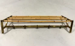 Outlet Pamono Brass and Rattan Coat Rack, 1950s
