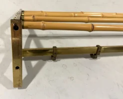 Outlet Pamono Brass and Rattan Coat Rack, 1950s