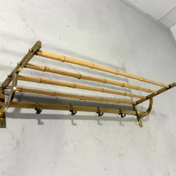 Outlet Pamono Brass and Rattan Coat Rack, 1950s