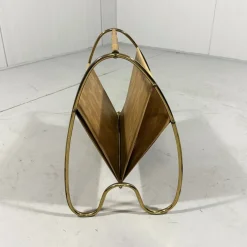 Sale Pamono Brass and Rattan Magazine Holder, 1950s