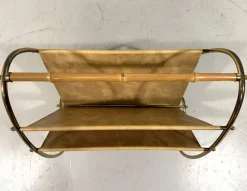 Sale Pamono Brass and Rattan Magazine Holder, 1950s