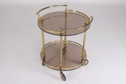 Clearance Pamono Brass and Smoked Glass Trolley, 1970s
