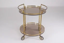 Clearance Pamono Brass and Smoked Glass Trolley, 1970s