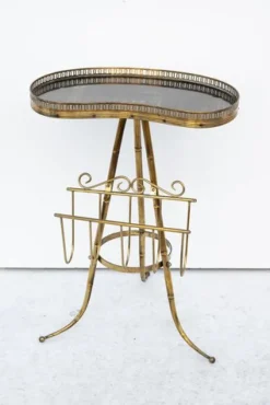 Pamono Brass and Wood Magazine Rack, 1950s> Magazine Racks