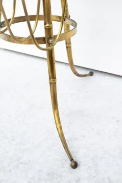 Pamono Brass and Wood Magazine Rack, 1950s><noscript><img width=