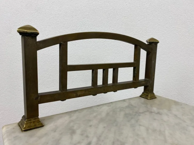 Sale Pamono Brass Bedside Table with Marble Top, 1920s