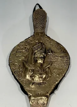 Pamono Brass Chimney Bellows with Woman Motif, 1890s><noscript><img width=