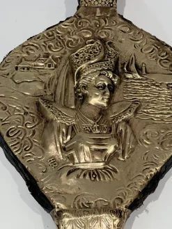Pamono Brass Chimney Bellows with Woman Motif, 1890s><noscript><img width=