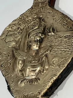 Pamono Brass Chimney Bellows with Woman Motif, 1890s><noscript><img width=