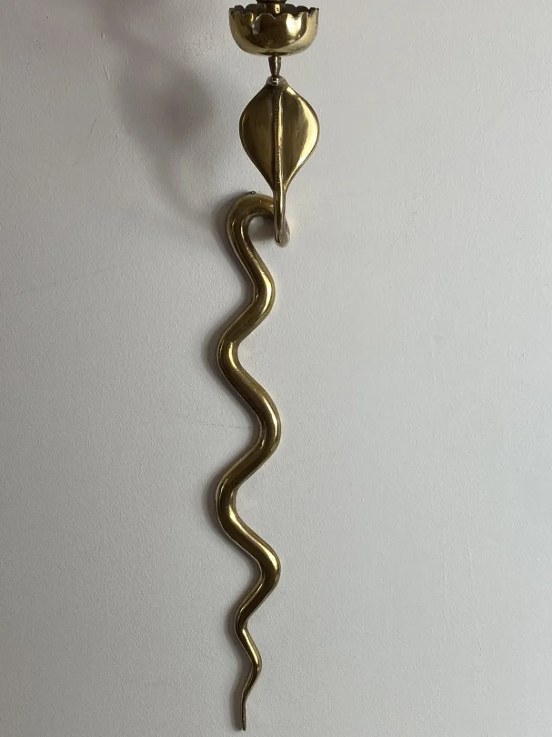 Outlet Pamono Brass Cobra Wall Candleholder, 1970s