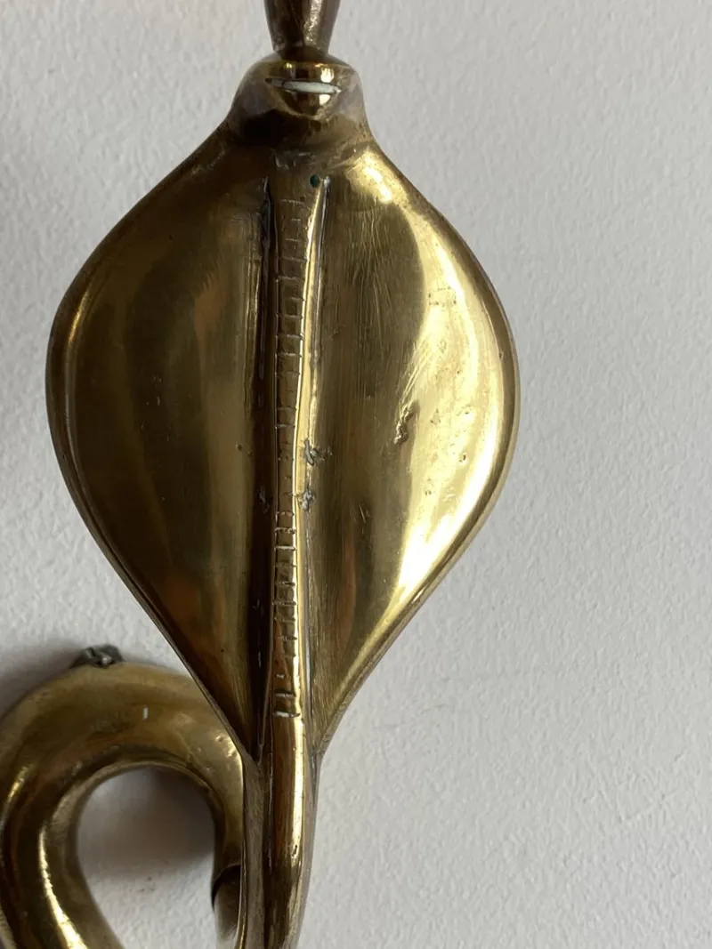 Outlet Pamono Brass Cobra Wall Candleholder, 1970s