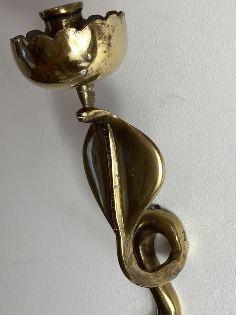 Outlet Pamono Brass Cobra Wall Candleholder, 1970s