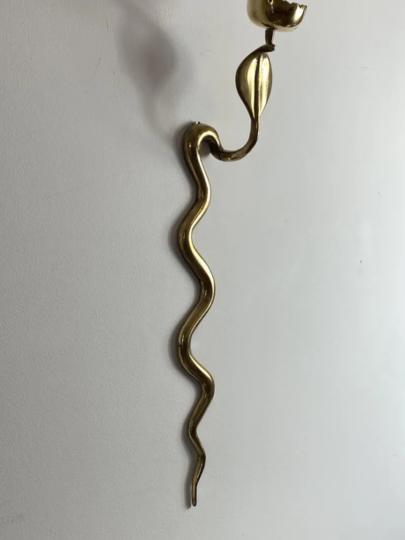 Outlet Pamono Brass Cobra Wall Candleholder, 1970s