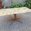 Hot Pamono Brass Coffee Table with Rectangular Brown Marble Top, 1950s