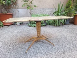 Hot Pamono Brass Coffee Table with Rectangular Brown Marble Top, 1950s