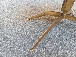 Hot Pamono Brass Coffee Table with Rectangular Brown Marble Top, 1950s