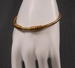 Pamono Brass Cuff Bracelet with Circles, 1980s><noscript><img width=