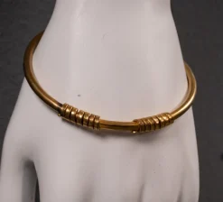 Pamono Brass Cuff Bracelet with Circles, 1980s><noscript><img width=